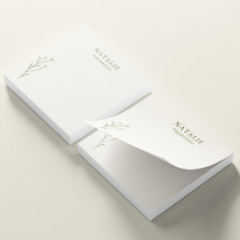 Trendy Boho Chic Olive Green Blume Personalisiert Post-it Klebezettel