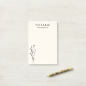 Trendy Boho Chic Rustic Black Blume Personalisiert Post-it Klebezettel (Auf Schreibtisch)