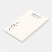 Trendy Boho Chic Rustic Black Blume Personalisiert Post-it Klebezettel (angewinkelt)