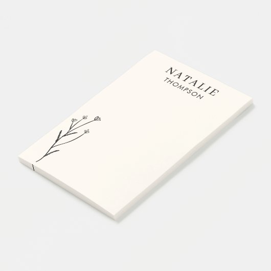 Trendy Boho Chic Rustic Black Blume Personalisiert Post-it Klebezettel (angewinkelt)