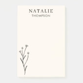 Trendy Boho Chic Rustic Black Blume Personalisiert Post-it Klebezettel (Vorderseite)