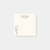 Trendy Boho Chic Rustic Black Blume Personalisiert Post-it Klebezettel (Vorderseite)