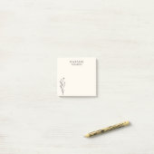 Trendy Boho Chic Rustic Black Blume Personalisiert Post-it Klebezettel (Auf Schreibtisch)