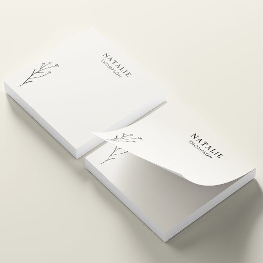 Trendy Boho Chic Rustic Black Blume Personalisiert Post-it Klebezettel