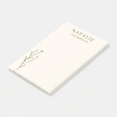 Trendy Boho Chic Rustic Olive Green Personalisiert Post-it Klebezettel (angewinkelt)