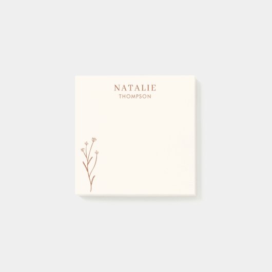 Trendy Boho Chic Terracotta Cool Personalisiert Post-it Klebezettel (Vorderseite)