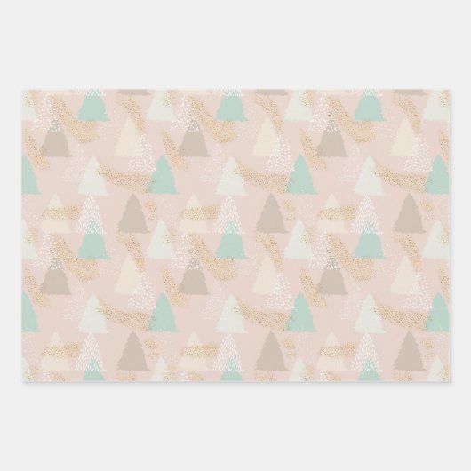 Trendy Boho Christmas Trees Holiday Geschenkpapier Set (Vorderseite)