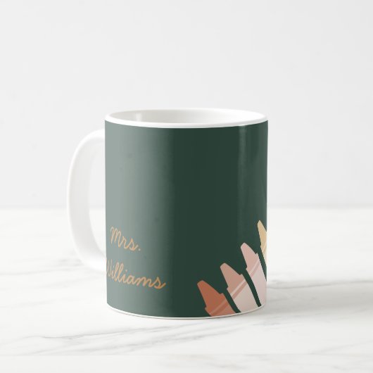 Trendy Boho Colors Crayon Teachname Kaffeetasse (Vorderseite Links)