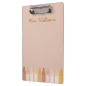 Trendy Boho Colors Crayon Teachname Klemmbrett (Links)