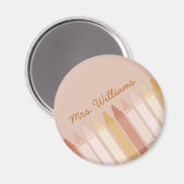 Trendy Boho Colors Crayon Teachname Magnet (Vorderseite/Rückseite)