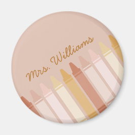 Trendy Boho Colors Crayon Teachname Magnet