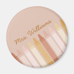 Trendy Boho Colors Crayon Teachname Magnet