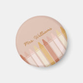 Trendy Boho Colors Crayon Teachname Magnet (Vorne)