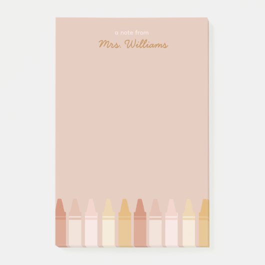 Trendy Boho Colors Crayon Teachname Post-it Klebezettel (Vorderseite)