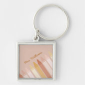 Trendy Boho Colors Crayon Teachname Schlüsselanhänger (Vorne)