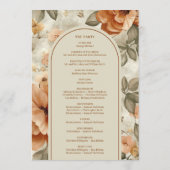 Trendy Boho Copper Ivory Olive Sage Floral Wedding Programm (Rückseite)