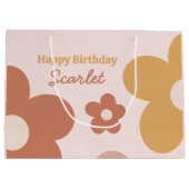 Trendy Boho Daisies Große Geschenktüte (Rückseite)