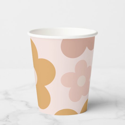 Trendy Boho Daisies Pappbecher (Rückseite)