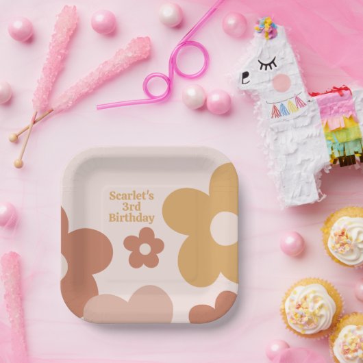 Trendy Boho Daisies Pappteller (Party)