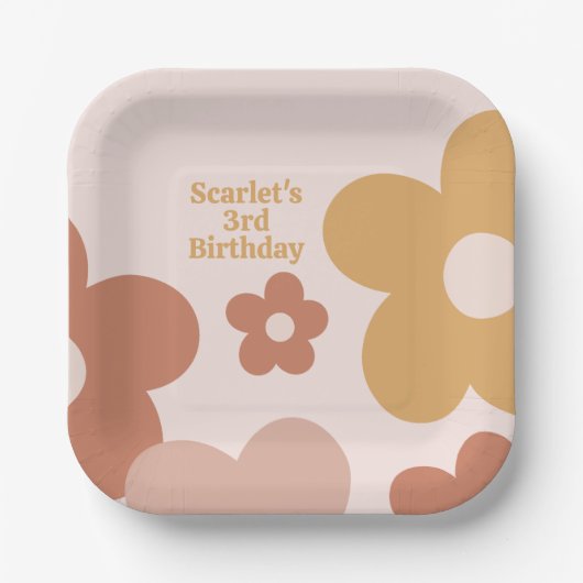 Trendy Boho Daisies Pappteller (Vorderseite)