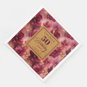 Trendy Boho Dark Red Blush Gold 50. Geburtstag Serviette (Ecke)