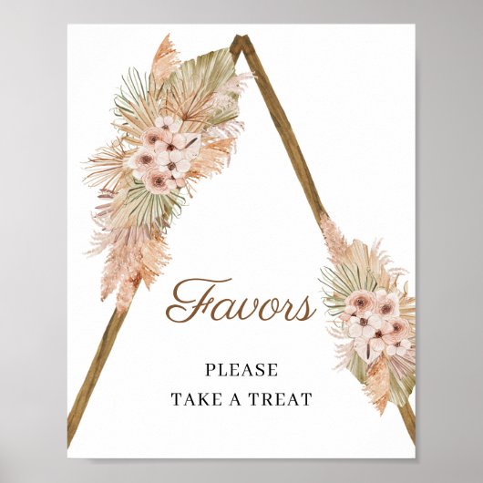 Trendy Boho Dried Palm Pampas Grass Favoriten Zeic Poster (Vorne)