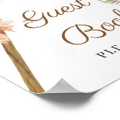 Trendy Boho Dried Palm Pampas Grass Guest Book Poster (Ecke)