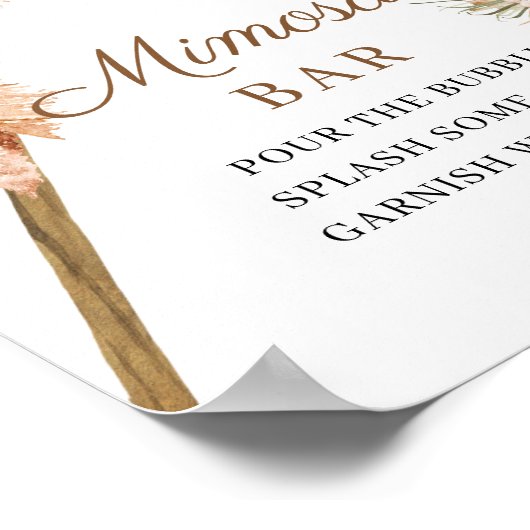 Trendy Boho Dried Palm Pampas Grass Mimosa Bar Poster (Ecke)