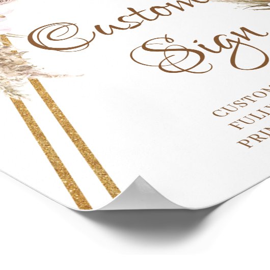 Trendy Boho Driving Palm Pampas Grass Custom Sign Poster (Ecke)