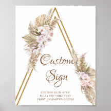 Trendy Boho Driving Palm Pampas Grass Custom Sign