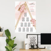 Trendy Boho Driving Palm und Blush Blume Gold Poster (Heimbüro)