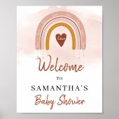 Trendy Boho Dusty Pink Rust Rainbow Willkommen Poster (Vorne)