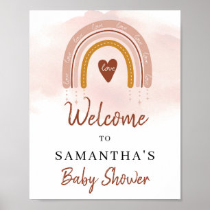 Trendy Boho Dusty Pink Rust Rainbow Willkommen Poster
