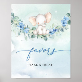Trendy boho Elefant Blue Blumeneukalyptus favorisi Poster