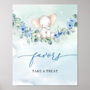 Trendy boho Elefant Blue Blumeneukalyptus favorisi Poster