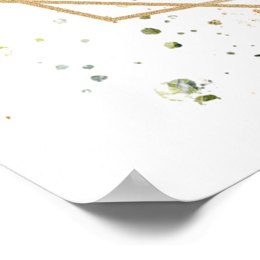 Trendy Boho eucalyptus Goldrahmen Hochzeitsempfang Poster (Ecke)