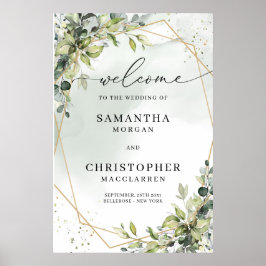 Trendy Boho eucalyptus Goldrahmen Hochzeitsempfang Poster