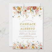 Trendy Boho Garden Blume Wedding Party Einladung (Vorderseite)