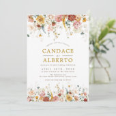 Trendy Boho Garden Blume Wedding Party Einladung (Stehend Vorderseite)