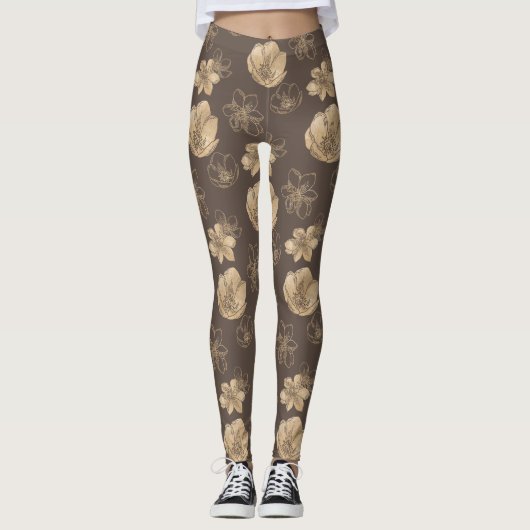 Trendy Boho Gold Foil Muster Leggings (Vorderseite)