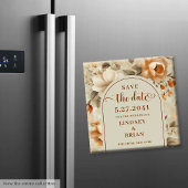 Trendy Boho Kupfer Elfenbein Oliv Blumen Save the  Magnet