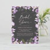 Trendy Boho Lila Wildblumen Brautparty Einladung (Stehend Vorderseite)