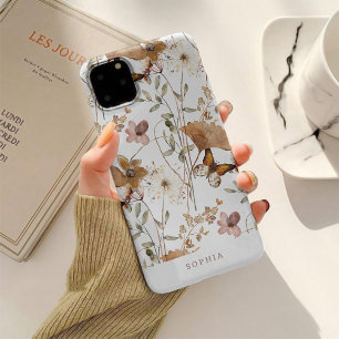 Trendy Boho neutrale Wildblumen im Herbst auf Weiß Case-Mate iPhone Hülle