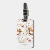 Trendy Boho neutrale Wildblumen im Herbst auf Weiß Gepäckanhänger (Vorderseite vertikal)