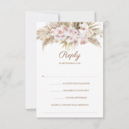 Trendy Boho Pampas Grass Dusty Rose getrocknet Pal RSVP Karte