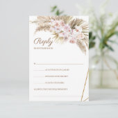 Trendy Boho Pampas Grass Dusty Rose getrocknete Pa RSVP Karte (Stehend Vorderseite)