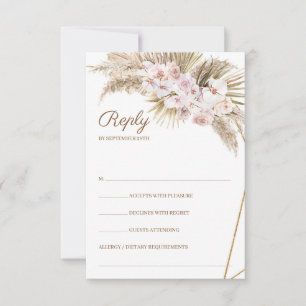 Trendy Boho Pampas Grass Dusty Rose getrocknete Pa RSVP Karte