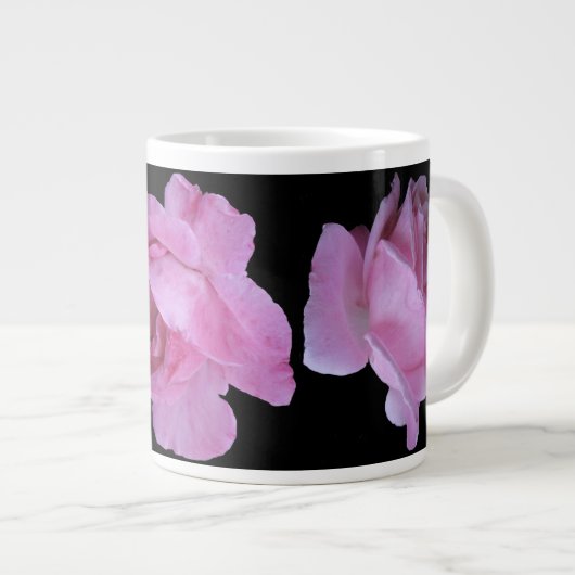 Trendy boho pink Französisch Rose Schwarz moderne Jumbo-Tasse (Vorderseite Rechts)