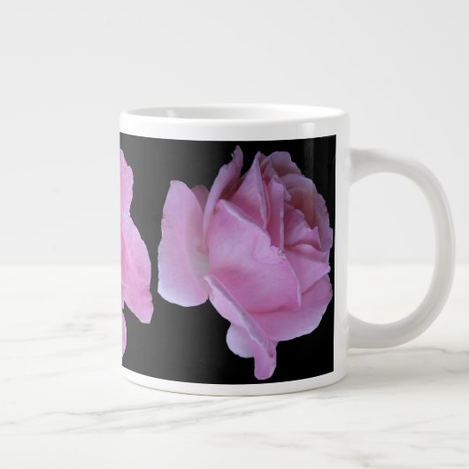 Trendy boho pink Französisch Rose Schwarz moderne Jumbo-Tasse (Rechts)