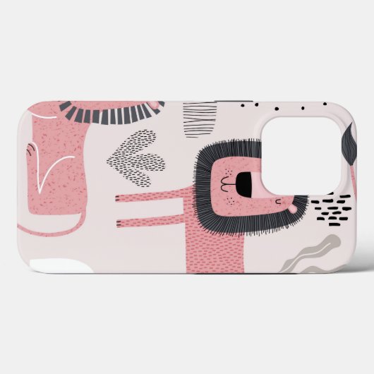 Trendy Boho Pink Lion Modern Tough Case (Rückseite (Horizontal))
